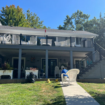 Completed Composite Deck with Covered Patio & Aluminum Railing