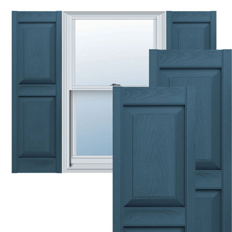 Standard 2-Equal Raised Panel Shutters, Classic Blue, 14 3/4"Wx35"H