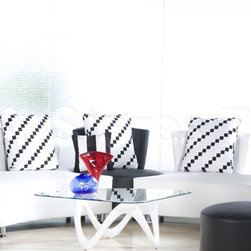 Daytona Full Bonded Leather Black/White Sectional - Sectional Sofas
