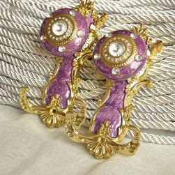 5 Colors QYM76 Crystal Curtain Holdbacks in Purple in gold Color - Window Treatment Accessories