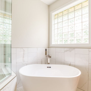 Modern Shower with Stand Alone Tub