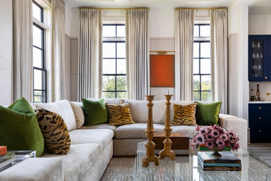 Transitional living room photo in Houston