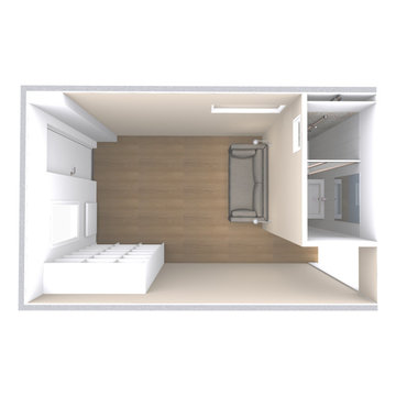 aménagement d'un garage avec chambre et salle de bain