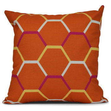 Cool Shades, Geometric Print Pillow, Orange, 20"x20"