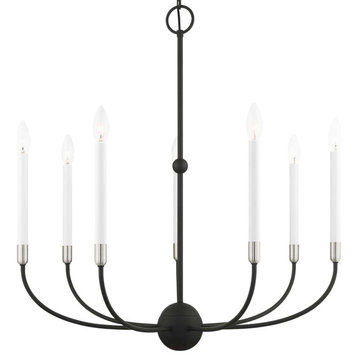 Livex Lighting 46067 Clairmont 7 Light 28"W Candle Style - Black with Brushed