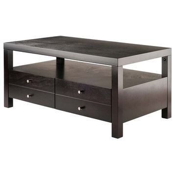Winsome Copenhagen 2-Drawers Transitional Solid Wood Coffee Table in Espresso