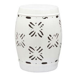 Sakura White Garden Patio Stool - Patio Furniture And Outdoor Furniture