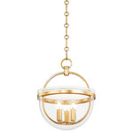 Hudson Valley Lighting - Malloy 3 Light Foyer Pendant, Vintage Gold Leaf - Malloy brings a chic, modern update to the traditional bell jar. An elongated semi-circular clear glass shade partially encloses an elliptical metal framework of Aged Iron or Vintage Gold Leaf. A matching metal band along the top of the glass holds the elements in place with screw details set on the interior band.