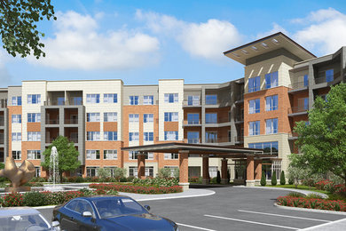 Main entrance of a luxury senior living community.