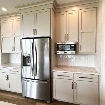 Accessible Beige Painted Kitchen with Birch Almond Accents