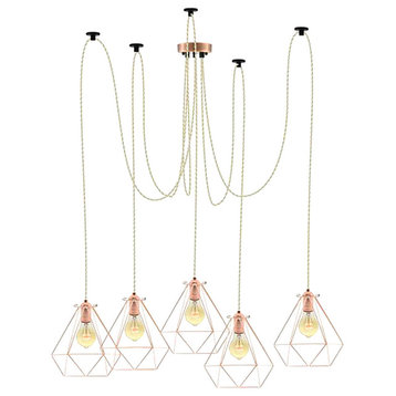 Beige And Copper Swag Chandelier