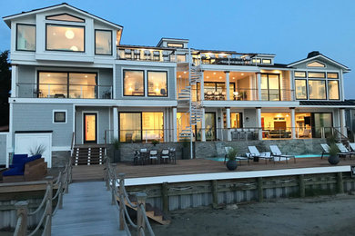 Inspiration for a transitional exterior home remodel in New York