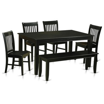 Atlin Designs 6-piece Dining Set with Wood Seat in Black