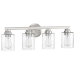 Craftmade - Bolden 4-Light Bathroom Vanity Light in Brushed Polished Nickel - Bold clean lines with your choice of clear seeded or white frosted glass shades complement the graceful shapes of the Bolden collection setting the stage for a look that is luxurious and effortless.  This light requires 4 , . Watt Bulbs (Not Included) UL Certified.