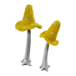 Shea's Wildflower - 9" and 13" Mushrooms, Set of 2 - Decorative Objects And Figurines