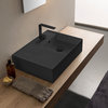 Matte Black Ceramic Wall Mounted or Vessel Sink With Counter Space, One Hole