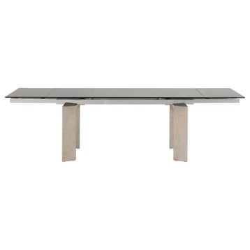 71-106" Extendable Glass Top Dining Table Natural Gray Ash