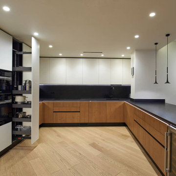 Leathered Black Pearl Kitchen in Wood Crescent