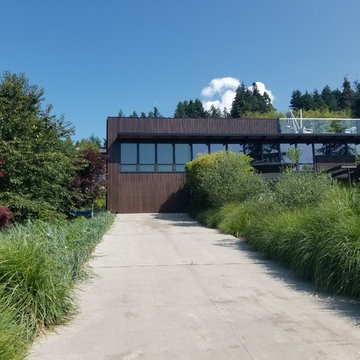 Dark Stained Garage Doors