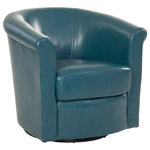 Grafton Home - Marvel 360 Swivel Barrel Chair by Grafton Home, Peacock Faux Leather - THE MARVEL 360 DEGREE SWIVEL BARREL CHAIR
