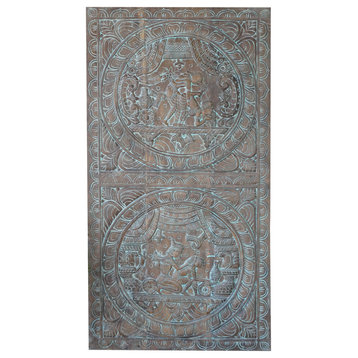 Consigned Handcarved Kamasutra Door, Bedroom, Rustic Wood Artistic Panel
