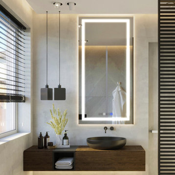LED Modern Bathroom Frameless Decorative Mirror Wall Mounted, 18"x40", Rectangle