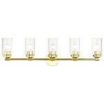 Livex Lighting - Whittier 5-Light Polished Brass Large Vanity Sconce - Illuminate your home with a bright design from the Whittier collection. This large five-light vanity sconce features a polished brass finish with clear glass. Perfect for a contemporary or transitional luxury bathroom setting.
