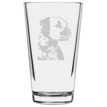 Border Terrier Dog Themed Etched All Purpose 16oz. Libbey Pint Glass