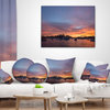 Ferry in Sydney Harbor at Sunset Landscape Printed Throw Pillow, 16"x16"