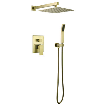 Wall Mounted Pressure Balanced Complete Shower System With Rough-In Valve, Brush