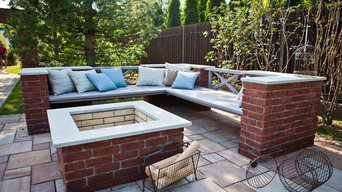 Brick and Wood fire pit area
