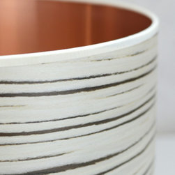 White Stripe Drum Pendant - Pendant Lighting