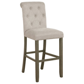 Coaster Transitional Tufted Back Fabric Bar Stools in Beige