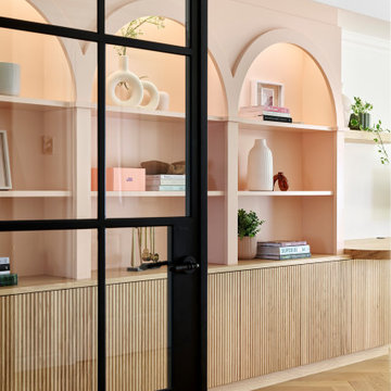 Furniture Piece with Peachy arches and Oak Fluted Doors