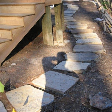 12" Fieldstone stepping stones and Ipe Steps edge