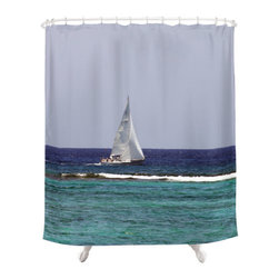 BACK to BASICS - Sail Boat, Fabric Shower Curtain - Shower Curtains