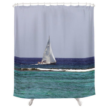 Sail Boat, Fabric Shower Curtain