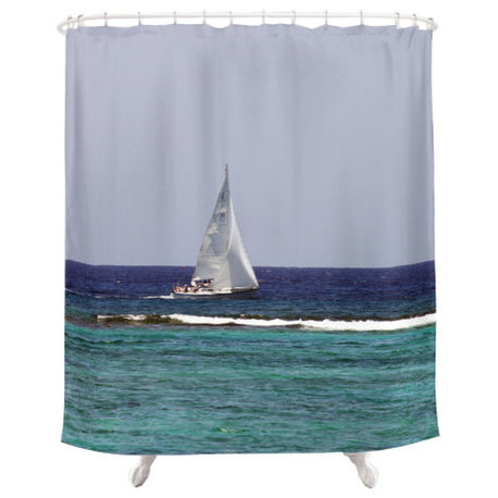 Sail Boat, Fabric Shower Curtain