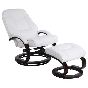 Sundsvall Recliner and Ottoman in White Air Leather