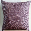 Mother Of Pearls Purple Art Silk 16"x16" Cushion Covers, Creeping Vines