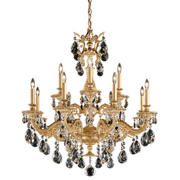 Milano 12 Light Chandelier Heirloom Gold Clear Optic Crystal