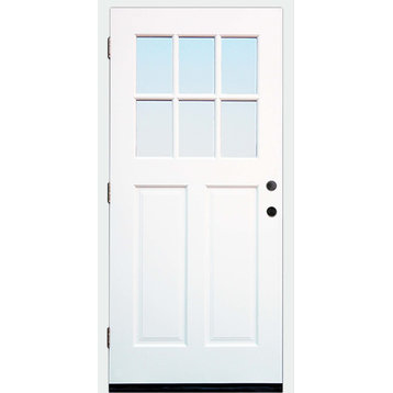 36"x80" Cottage Prefinished White Prehung Exterior Front Door, Left Hand