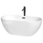 Wyndham Collection - Brooklyn 60" Freestanding White Bathtub, Black Tub Filler, Drain & Overflow Trim - Enjoy a little tranquility and comfort in the Brooklyn freestanding bath. The oval, ergonomic design provides a comfortable, relaxing way to enjoy some much-deserved me time as you stretch out and enjoy a deep, relaxing soak. With its graceful curves and classic elegance, this versatile bathtub complements a wide range of tastes and styles. What could be better than luxury and practicality at an amazing price? Manufacturing Model #: WCOBT200060MBATPBK
