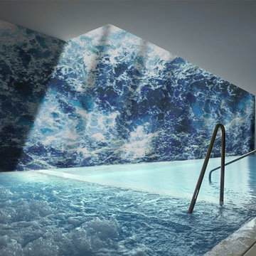 Deep Blue Rouge Waves | Glass Mosaic | PIXL Mist Collection