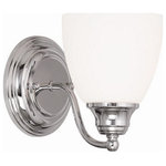 Livex Lighting - Livex Lighting 13671-05 Somerville - One Light Wall Sconce - Mounting Direction: Up/Down  ShSomerville One Light Chrome Satin Opal Wh *UL Approved: YES Energy Star Qualified: n/a ADA Certified: n/a  *Number of Lights: Lamp: 1-*Wattage:100w Medium Base bulb(s) *Bulb Included:No *Bulb Type:Medium Base *Finish Type:Chrome