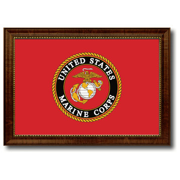 US Marine Corps Emblem Military Flag Canvas Print, 21"x30"