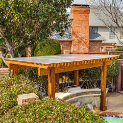 Backyard with two Polygal Covered Pergolas - Products