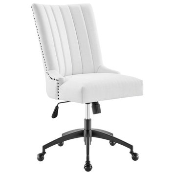 Empower Channel Tufted Fabric Office Chair, Black/White