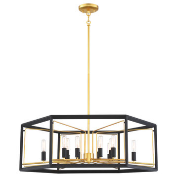 Sable Point 12-Light Pendant, Sand Black With Honey Gold Acc