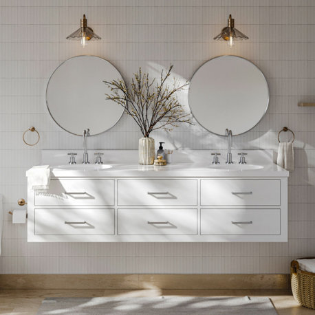 Ariel Hutton 73" Oval Sinks Vanity, 1.5" White Quartz